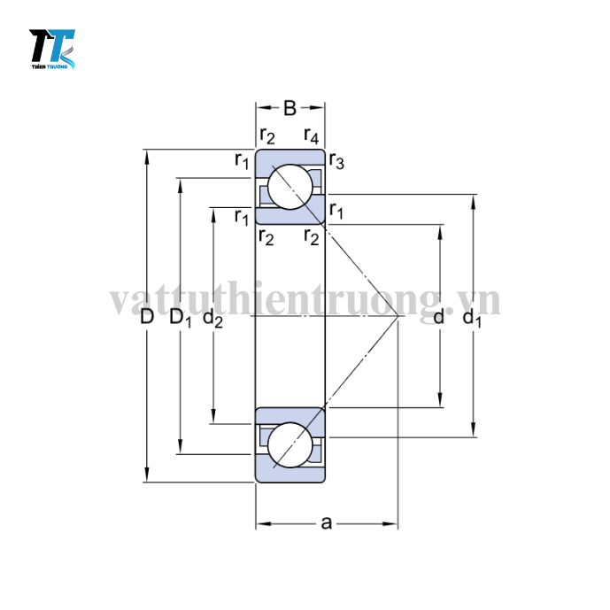 Vòng Bi Cầu Tiếp Xúc Góc 1 Dãy 7202 BEP